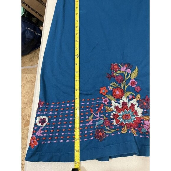 Johnny Was Embroidered Draped Neck Short Dress Cotton Women Large 3/4 Sleeve - Picture 11 of 12
